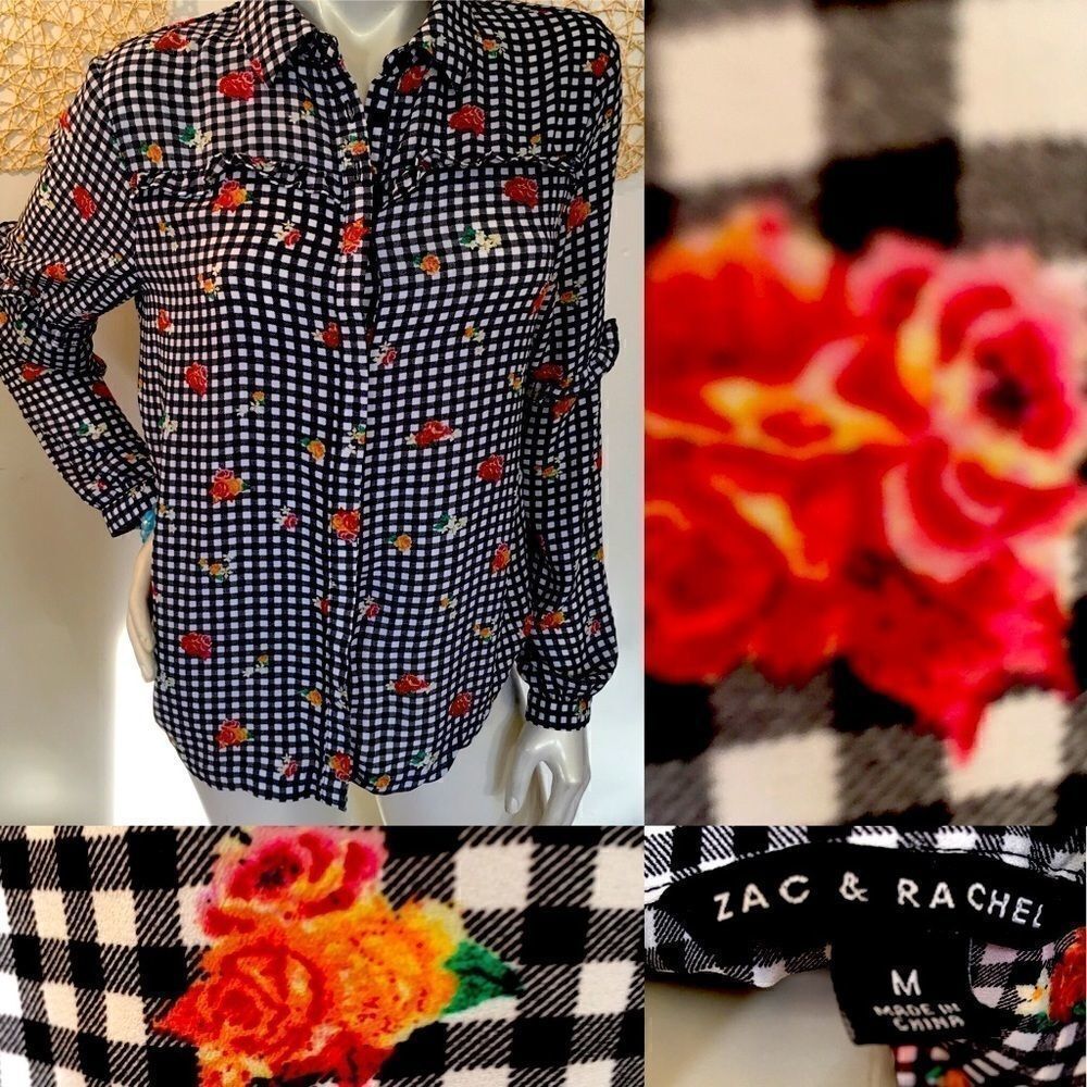 New! Zac & Rachel silky ruffle button down
